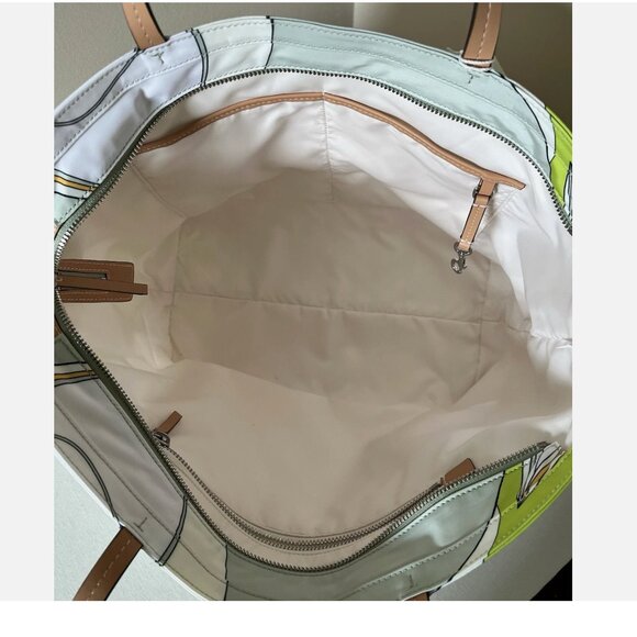 New Tory Burch Twisty Flower Ella Nylon Printed Tote Chartreuse - Picture 5 of 6